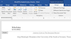 The filehas been unlocked for future use. Word 2016 Headers And Footers