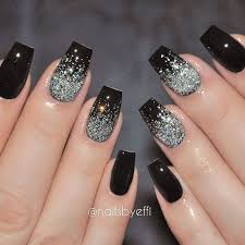 Metallic dark blue nail art design with inspiration from a dream. 33 Black Glitter Nails Designs That Are More Glam Than Goth Black Nails With Glitter Black Nail Designs Nail Designs Glitter