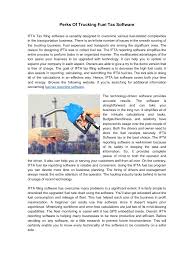 Perks Of Trucking Fuel Tax Software Pdf Archive