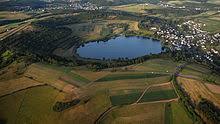 About 20,000 to 30,000 years ago they erupted: Schalkenmehrener Maar Wikipedia