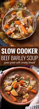 Slow Cooker Beef Barley Soup Hearty And Positively Soul Warming This Beef Barley Soup Sim Soup Recipes Slow Cooker Beef Barley Soup Recipes Slow Cooker Beef