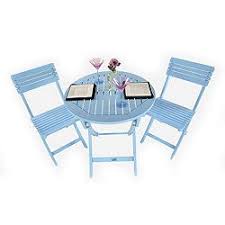 Tesco Direct Painted Wooden 2 Seater Round Folding Bistro Set Blue Outdoor Garden Table And Chair Set