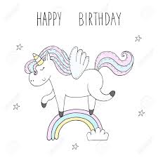 Personalize free ecards & send online through email, facebook, or twitter! Cute Unicorn Print For Kids Happy Birthday Card Royalty Free Cliparts Vectors And Stock Illustration Image 93871375