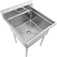This versatile sink is ideal for any kitchen, laundry, mudroom, garage, or. Global Industrial Stainless Steel Utility Sink W Faucet 10 Backsplash 24 X24 X12 Deep 670452 Globalindustrial Com