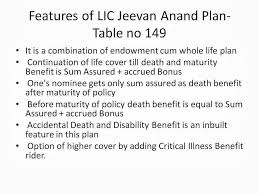 Lic Jeevan Anand Plan Table No 149 Youtube
