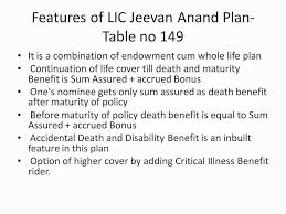 lic jeevan anand plan table no 149 youtube