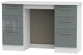 Uk delivery & finance available. Knightsbridge Double Pedestal Dressing Table High Gloss Grey And White Cfs Furniture Uk