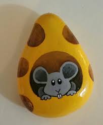 Mouse In Cheese Painted Rock Painted Rock Animals Painted Rocks Stone Painting