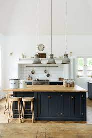 A Lovely Big Island By Devol With Oiled Oak Worktops To Match Our Weathered Oak Stools Kitchen Island Design Kitchen Design Home Kitchens