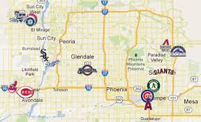 While the cactus league has worked with local health authorities to devise detailed guidelines, each team has some discretion on exact implementation. Cactus League Stadium Map W Team Logos Spring Training Sun City West Park City