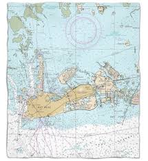 Fl Key West Fl Nautical Chart Silk Touch Throw Blanket
