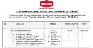 May 27, 2017 · pt indofood cbp sukses makmur tbk. Jawatan Kosong Terkini Kossan Latex Industries Production Supervisor Kerja Kosong Kerajaan Swasta
