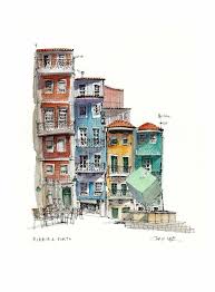 Ribeira Porto Watercolor Architecture Sketch Book City Sketch