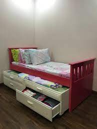 Pink pull out bed, Furniture & Home Living, Furniture, Bed Frames &  Mattresses on Carousell