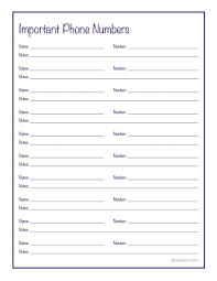 Important Phone Numbers Printable Type Ready Editable Etsy Printable Numbers Phone Numbers Business Plan Template