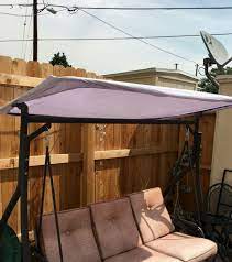 Last Summer My Poor Backyard Swing Was Attacked By Squirrels They Chewed Up The Canopy And A Cushion In Doing Patio Swing Canopy Backyard Swings Patio Swing