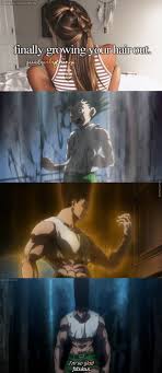 At hisoka's request, illumi joins the phantom troupe as uvogin's replacement, becoming troupe member #11.2 he served as a secondary antagonist of the hunter exam arc and the. Bitches Gon Be Jealous Of His Hair Anime Hunter X Hunter 2011 By Raphaelp Meme Center