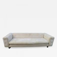 Hand block tribal print raw silk upholstery has water damage, professionally cleaned ready for. Milo Baughman Unusual Milo Baughman Style Tufted Even Arm Tuxedo Sofa Mid Century Modern