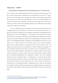 Pdf Characteristics Of Metaphysical Poetry And Examples From The 17th Century Poets Gulsah Kazanci Academia Edu