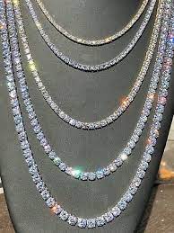 Men S Tennis Chain Real Solid 925 Sterling Silver Icy Diamonds Hip Hop Choker Ebay Jewelry Diamond Chain Gold Chains For Men