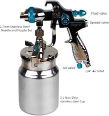 Amazon Com Shiningeyes Professional Hvlp Siphon Feed Spray Gun 1l Non Drip Paint Cup With Nozzle Tip Size 1 7mm Automotive
