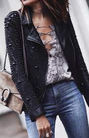 Embellished Leather Jacket Fashion Clothes Leather Jacket Style