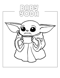 He looks like a green alien baby with big ears and is of the same race as jedi master yoda from star wars. Baby Yoda Coloring Page Gallery And Other Top 10 Coloring Challenges