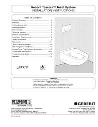 Compatible with a wide range of back to wall toilet pans, the cistern also has a dual flush option to let you use less water too. Geberit Tesseratm Toilet System Installation Manualzz