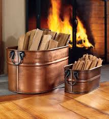 Large Copper Finished Firewood Bucket Firewood Storage Indoor Firewood Storage Wood Rack