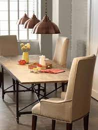 Go Big With Large Copper Finish Pendant Lights Over A Wood Top Dining Table Wide Pendant Light Dome Pendant Lighting Copper Pendant Lights Kitchen