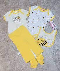 Carter's 5 piece 6-9 month outfit/set, lemon yellow & white bees,  100% cotton | eBay