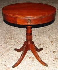 A truly unique accent piece that adds an asian rustic flair to any room. Round Drum End Table W 1 Drawer Lion Pull Claw Feet No 485 Drum Table Vintage Table Table