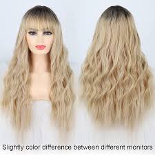 Maybe you would like to learn more about one of these? Buy Long Blonde Wavy Wigs With Bangs Ombre Blonde Natural Looking Long Thick Wavy Wig For Women Long Heat Resistant Fiber Synthetic Wig For Daily Use Online In Indonesia B094z98hfl