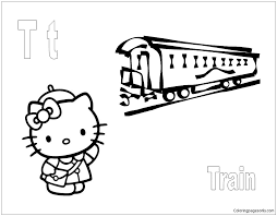 Alphabets, alphabeth, trains, coloring, page. Hello Kitty With Letter T Is For Train Coloring Pages Alphabet Coloring Pages Coloring Pages For Kids And Adults
