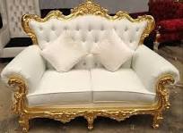 Sofa Kulit Kerajaan Throne Dua Dudukan Warna Putih JC-J200