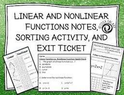 Linear And Nonlinear Functions Notes Sorting Activity And Exit Ticket Sorting Activities Teaching Math Exit Tickets