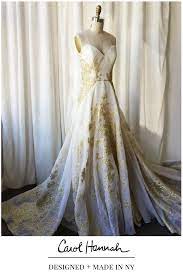 Gold And White Wedding Gown With Texture And Floral Detail Strapless Peaked Bridal Dress With Archit Beautiful Dresses Designer White Dresses Wedding Dresses