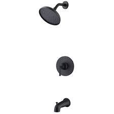Glacier Bay Oswell Single Handle 1 Spray Tub And Shower Faucet In Matte Black Valve Included Hd873x 1910h The Home Depot In 2021 Shower Faucet Tub And Shower Faucets Matte Black Faucet