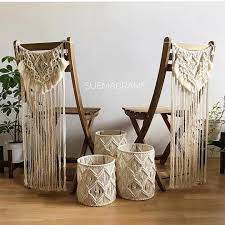 737 likes 5 comments bahar bolat bohem dekor on instagram makrome sandalye dekoru ve mumluk suemacram macrame wedding backdrop macrame ideas decor