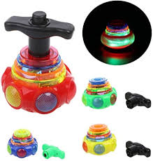 Amazon Com Autone Colourful Light Up Gyro Flashing Spinning Tops With Launcher And Music Kids Christmas Toy 1set Random Color Toys Games