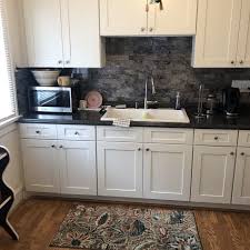 12 X 12 Pvc Peel Stick Mosaic Tile In 2020 White Cabinets Black Countertops Cream Painted Kitchen Cabinets White Cabinets White Countertops