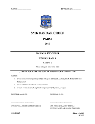 Soalan peperiksaan pertengahan tahun 2018 kbsm tingkatan 5 via. English Paper 2 Form 4