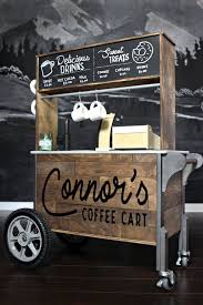 Personalized Name Coffee Cart Sign In Wood Or Acrylic For Play Coffee Cart Coffee Carts Food Stall Design Food Cart Design