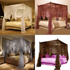 5% coupon applied at checkout save 5% with coupon. 4 Corner Poster Princess Bed Curtain Canopy Mosquito Netting With Led Light For Kids Boys Girls Adult Gift Wish