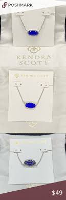New Kendra Scott Silver Elisa In Cobalt Cat S Eye Womens Jewelry Necklace Silver Pendant Necklace Harlow Necklace