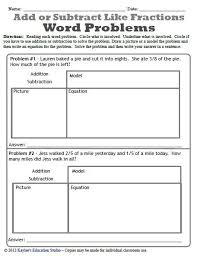 Check spelling or type a new query. Adding And Subtracting Like Fractions Workbook Fraction Word Problems Word Problems Math Word Problems
