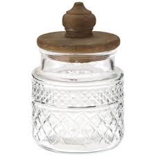 Ornate Glass Jar With Wood Lid Small Glass Jars Decorative Pillows Glass