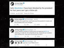 The tv and social media personality is facing a huge. Chrissy Teigen Tweets Celebratory Profanities After Biden Unfollows Her