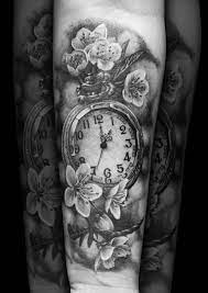 Feminine Pocket Watch Cherry Blossom Flower Tattoo By Steve Toth Pocket Watch Tattoo Watch Tattoos Pocket Watch Tattoos