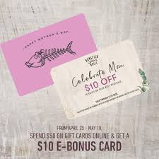 Maybe you would like to learn more about one of these? Bonefish Grill Give Mom The Gift Of Her Favorite Bonefish Grill Flavors Now Through 5 10 20 Purchase 50 In Gift Cards And Receive A 10 E Bonus Card Available Here Bit Ly 2qh7hff Facebook